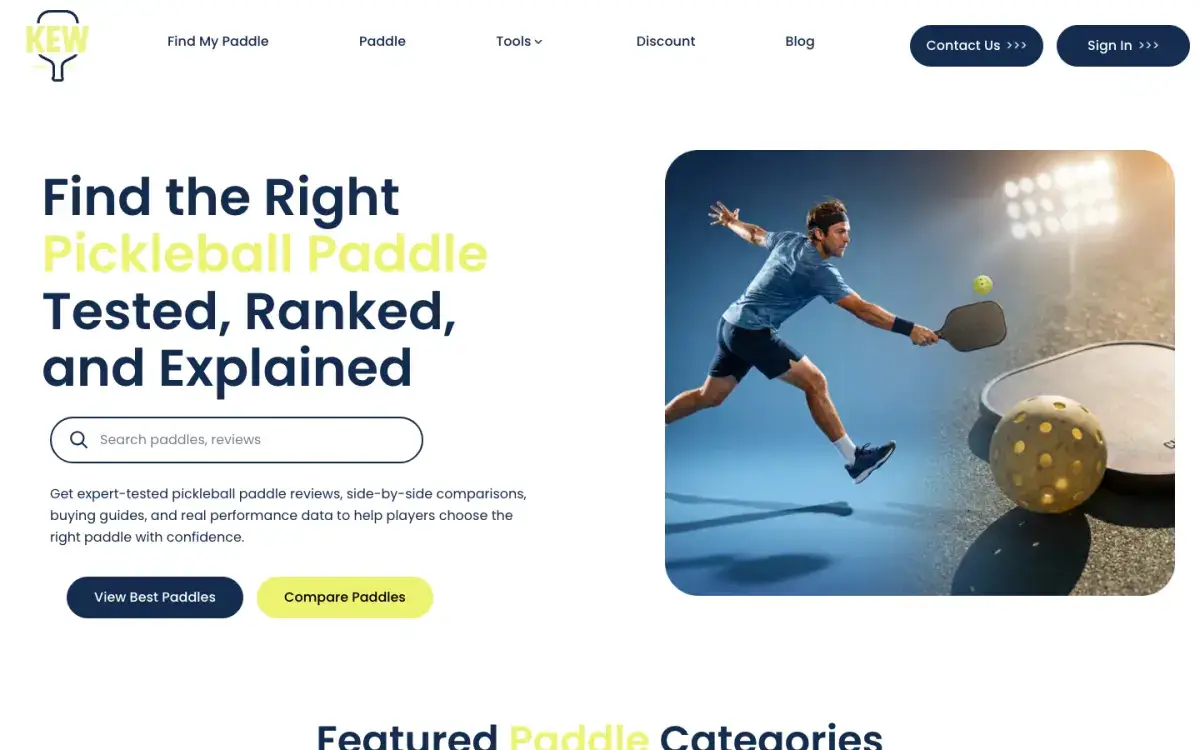 John Kew pickleball paddle analytics and rankings homepage