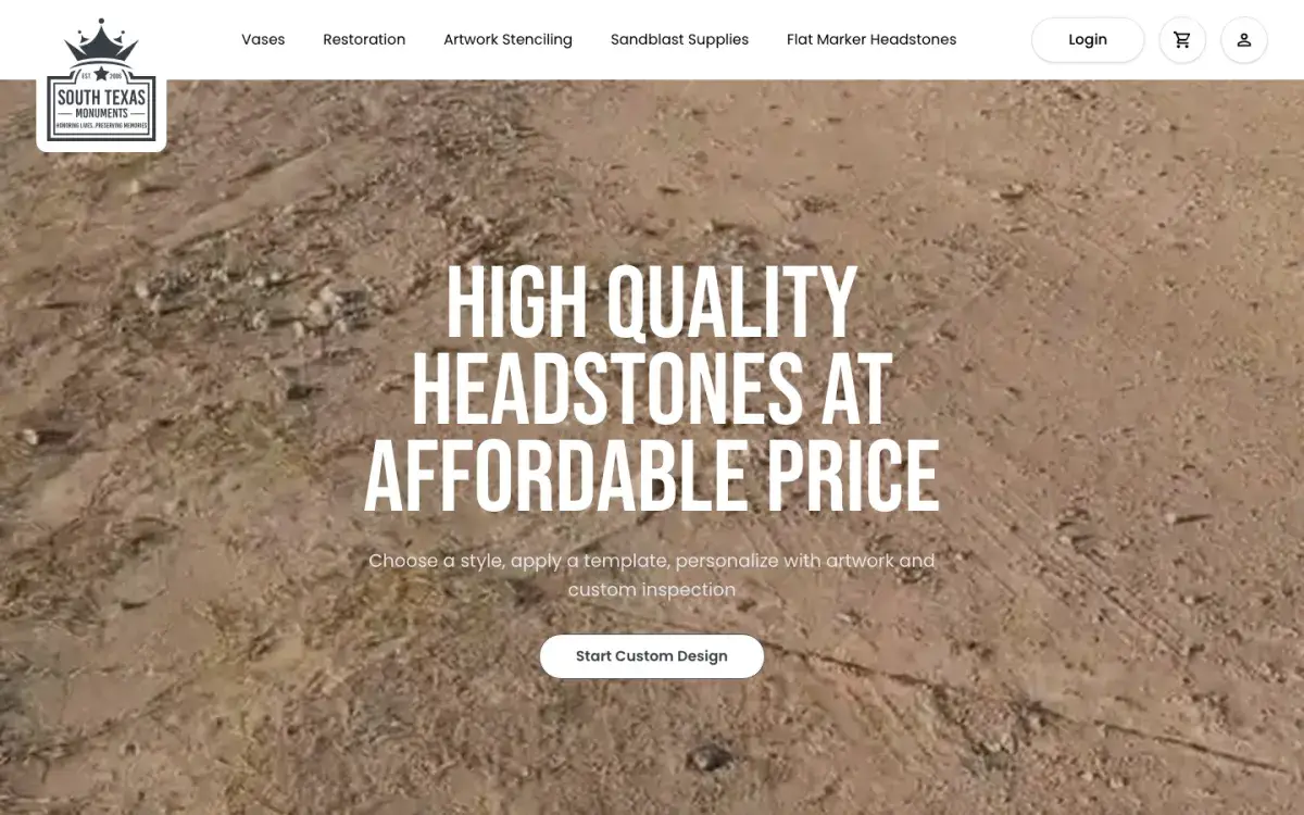 South Texas monument design and ordering web application